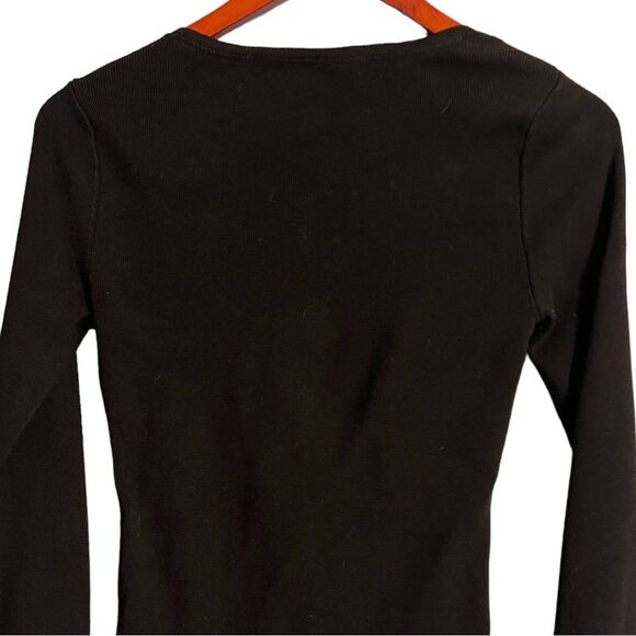 White House Black Market Ribbed Black V-neck Sweater Pullover Sz S - Picture 8 of 14